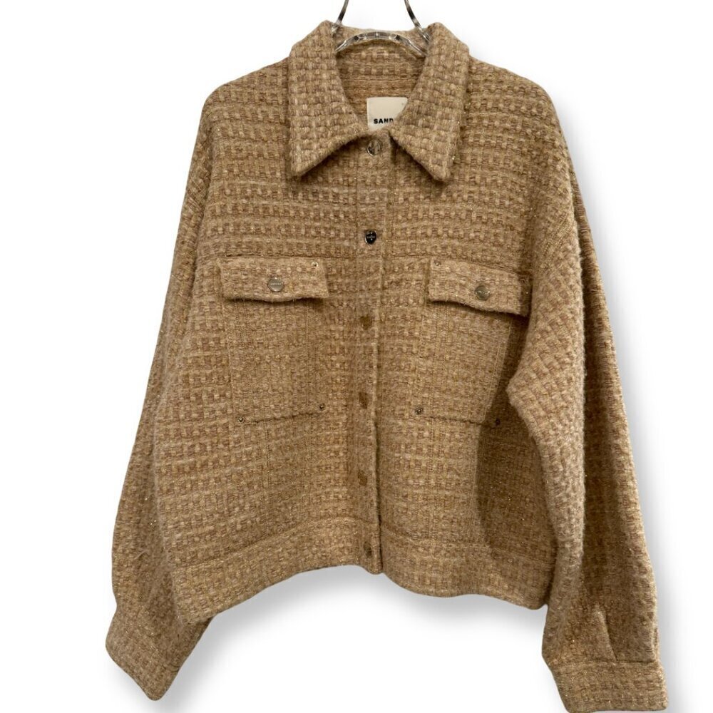 Sandro Bernadette Tweed Trucker Jacket NWT  Size 10 Large - Picture 7 of 10
